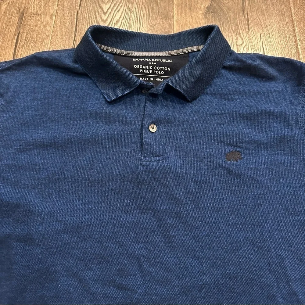 Banana Republic Polo Shirt Organic Cotton Pique Golf Short Sleeved L Royal Blue